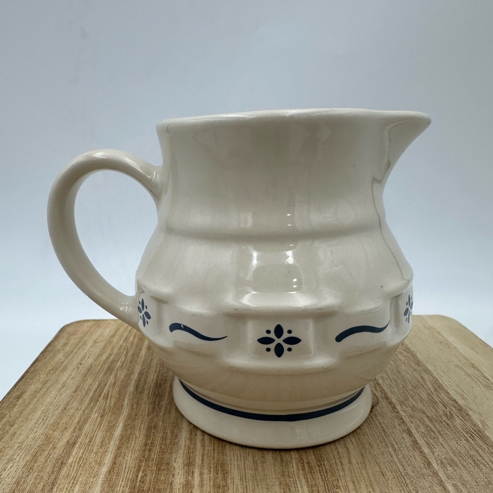 Longaberger Pottery 4” Creamer PITCHER Woven Traditions Heritage Blue